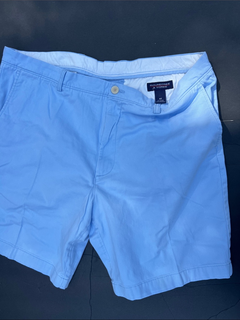 Roundtree & Yorke Sky Blue Men's Flat Front Cotton Shorts
